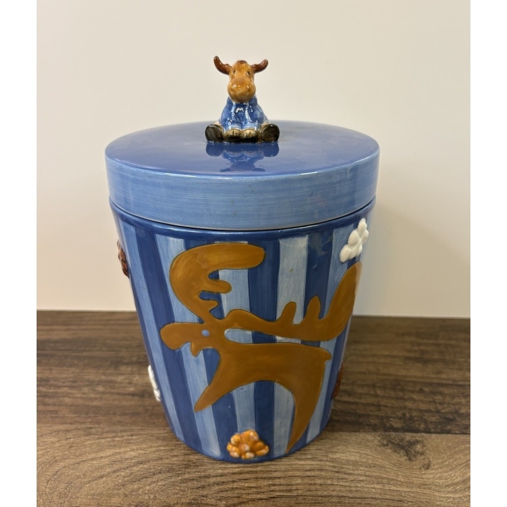 Harry & David Moose Ceramic 9" Canister Cookie Container Jar w Lid #715714
